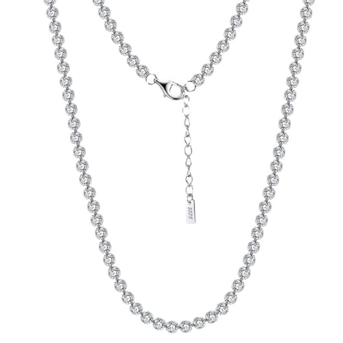 Epinki Kette Sterling Silber, Elegant 2.5MM Rund Zirkonia Kette Anhänger Halskette Sterlingsilber, Zirkonia Damen Halskette, Silber, 41CM von Epinki