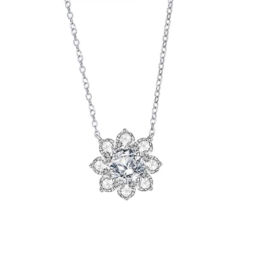 Epinki Ketten Damen Modeschmuck Weißgold Au585 14 Karat, Weiß Moissanit Anhänger Damenkette Sonneblumen mit Rundschliff, 14K Gold Frauen Halskette Geschenk Echte Goldschmuck, 40+5CM Epinki Ketten Damen Modeschmuck Weißgold Au585 14 Karat, Weiß Moissanit Anhänger Damenkette Sonneblumen mit Rundschliff, 14K Gold Frauen Halskette Geschenk Echte Goldschmuck, 40+5CM von Epinki