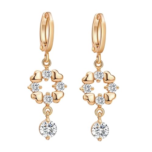 Epinki Ohrringe Damen 18K Au750 Gelbgold, Hoop Creole Herz Ohrhänger mit Moissanit, 750 Gold Moissanit Ohrringe Hängend Echtschmuck, Gold Epinki Ohrringe Damen 18K Au750 Gelbgold, Hoop Creole Herz Ohrhänger mit Moissanit, 750 Gold Moissanit Ohrringe Hängend Echtschmuck, Gold von Epinki