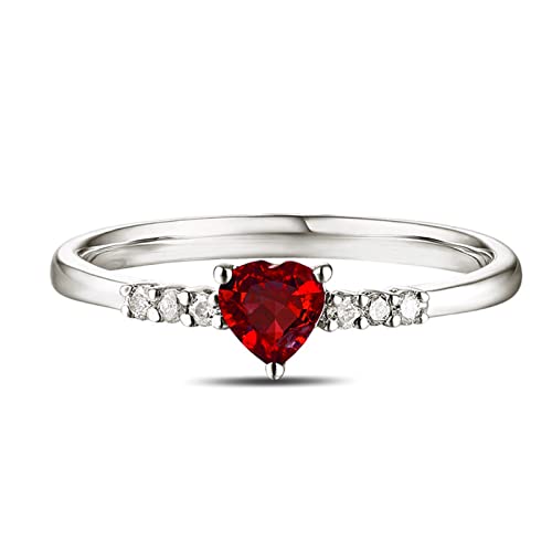 Epinki Pärchen Ringe Sterling Silber S925, Herz mit Simulierte Rot Rubin Eheringe Trauringe Echt Silber Schmuck Gr.51 (16.2) von Epinki
