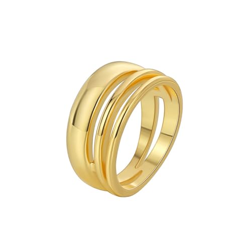 Epinki Partnerringe 14 Karat Gold, Freundschaftsringe Breite Mehrschichtige, Au 585 Diamantring Echt Gold, Gr.54 (17.2) von Epinki