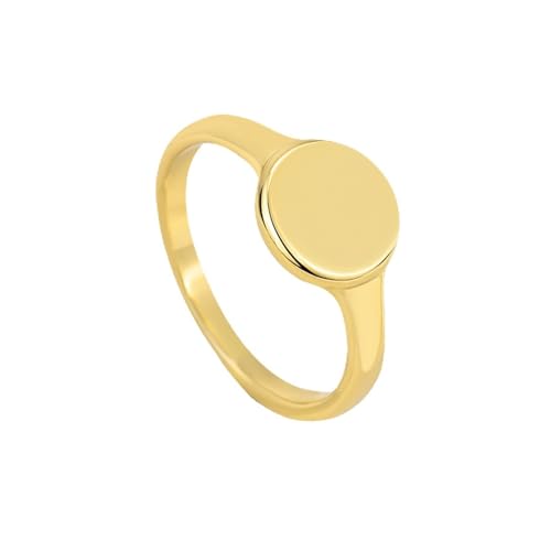 Epinki Partnerringe 18K Au750 Gold, Freundschaftsringe Klassiker Siegelring, Gelbgold 750 Solitärring Echtgold Schmuck, Gr.61 (19.4) von Epinki