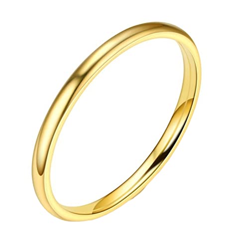Epinki Ring Damen 2MM, Gold Band Ringe Damenringe Dünn Stapelring Edelstahl Ringe für Frau, Größe 67 (21.3) von Epinki