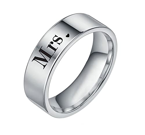 Epinki Ring Hochzeitstag 6MM, Silber Damen Ringe Bandring Simple Edelstahl Ringe für Frauen, Größe 70 (22.3) von Epinki