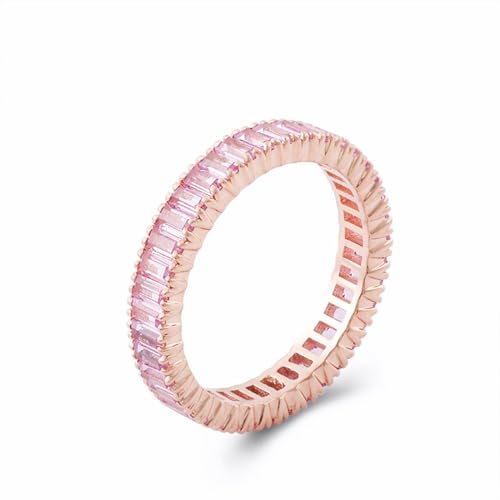 Epinki Ring Rotgold 9 Karat 375, Klassiker Bohrer Reihe Stein Verlobungsring mit Moissanit Rosa Ovalschliff, 9K Rosegold Eheringe Trauringe Damen Echt Goldschmuck, Individuelle Größen von Epinki