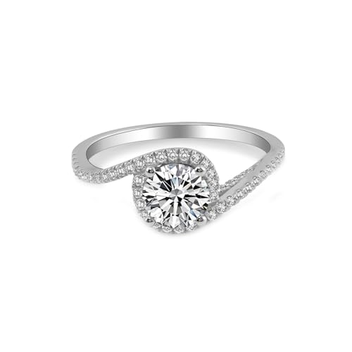 Epinki Ring Sterling Silber S925, Klassiker Eheringe mit Moissanit 0.8ct Ovalschliff, Sterlingsilber Partnerringe Trauringe Damen Echte Goldschmuck, Individuelle Größen von Epinki