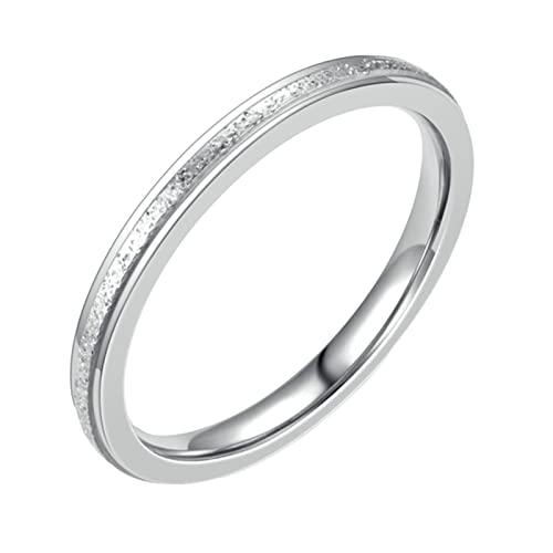 Epinki Ring Verlobung Frau 2MM, Silber Partnerring Matt Dünn Ring Edelstahl Ringe Frauen, Gr.54 (17.2) von Epinki