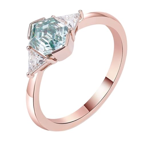 Epinki Rose Gold 18K 750 Ring, Klassiker Hochzeitsring mit Moissanit 3ct Blau Grün Ovalschliff, Freundschaftsringe Rosegold Au750 Partnerringe Damen Echter Schmuck, Individuelle Größen von Epinki