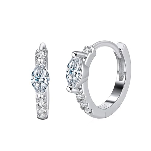 Epinki S925 Sterlingsilber Eheringe, Glänzend Hoop Creole Verlobungs Ringe Damen mit Marquise Zirkonia, Pärchen Ringe Partnerringe Sterling Silber für Damen, Silber von Epinki