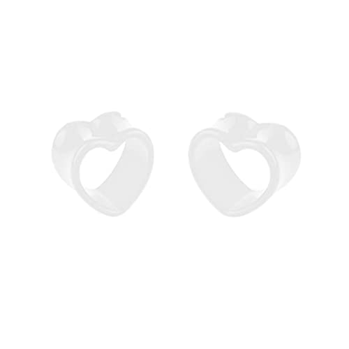 Epinki Schmuck 12mm Dehn Tunnel Set 2er, Acryl Piercing Tunnel Hoop Herz Weiß Ohrringe Mädchen Piercing-Schmuck von Epinki