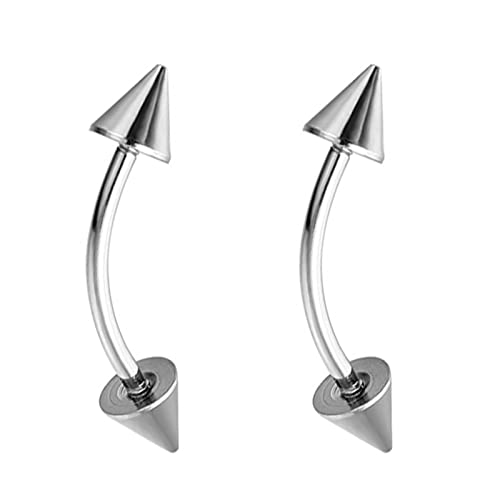 Epinki Schmuck 2 Stücke Nase Stud Set, Silber Septum Ringe 1.2mm Stabstärke Kegel Stud aus Edelstahl, Ohr Nasen Piercing für Damen, von Epinki