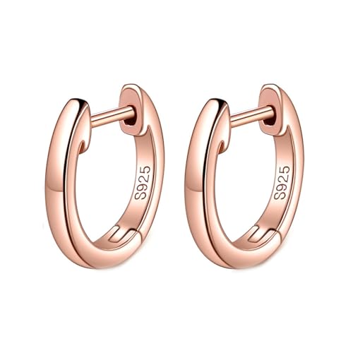 Epinki Schmuck 925 Sterlingsilber Ohrringe Vintage, Poliert Anhänger Ohrstecker Frauen Silber 925, Rose Gold Hoop Creole von Epinki