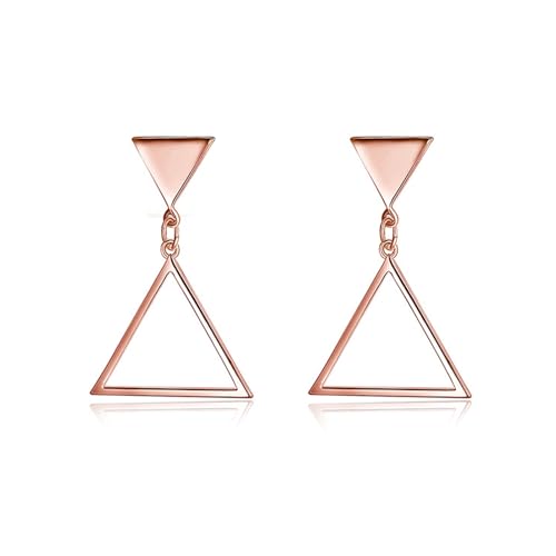 Epinki Schmuck Damenohrringe, Doppel Dreieck Anhänger Ohrringe Frauen, Rose Gold Ohrhänger von Epinki