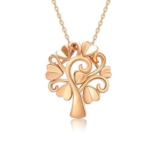 Epinki Schmuck Kette Damen, Lebensbaum Anhänger Halsketten für Frauen, Rose Gold Halskette von Epinki