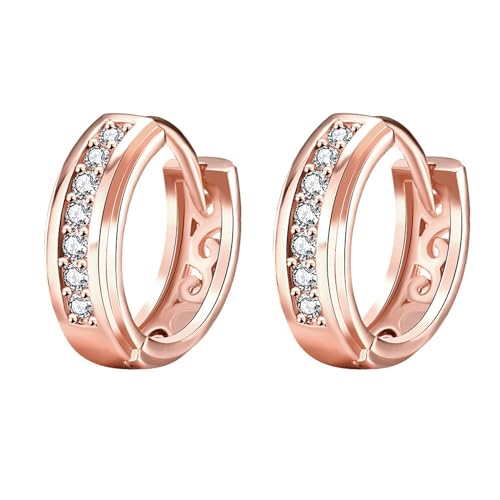 Epinki Schmuck Ohrringe Damen, Hohl Creole Anhänger Ohrstecker Valentinstag mit Zirkonia Rund, Rose Gold Hoop Creole von Epinki