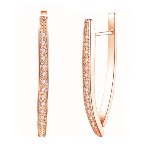 Epinki Schmuck Ohrstecker, Klassiker Anhänger Damen Ohrstecker mit Zirkonia Rund, Rose Gold Hoop Creole von Epinki