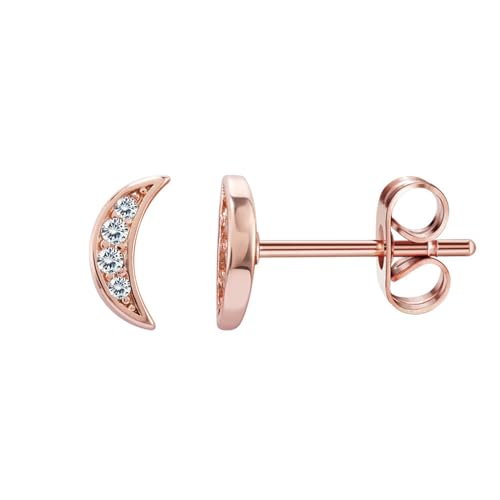 Epinki Schmuck Ohrstecker Valentinstag, Mond Anhänger Ohrringe Valentinstag mit Zirkonia Rund, Rose Gold Ohrstecker Gestüt von Epinki