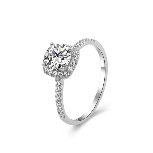 Epinki Silber 925er Ring, Klassiker Bohrer Reihe Stein Pärchen Ringe mit Moissanit 1ct I-J Ovalschliff, Sterlingsilber Trauringe Hochzeitsring Damen Echt Gold Schmuck, Individuelle Größen von Epinki