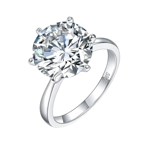 Epinki Silber 925er Ring, Solitärring Trauringe mit Moissanit 8ct Ovalschliff, Freundschaftsringe Hochzeitsring Sterlingsilber Damen Echt Gold, Individuelle Größen von Epinki