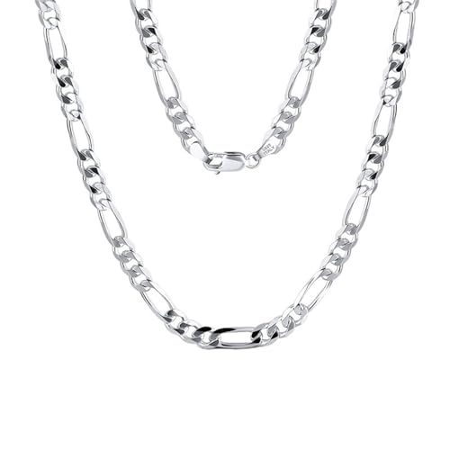 Epinki Silberkette 925 Silber, Klassiker 5MM Figarokette Halskette Anhänger 925er Silber, Frau Ketten, Silber, 50CM von Epinki