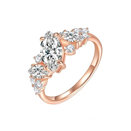 Epinki Sterling S925 Silber Ring, Klassiker Partnerringe mit Moissanit Ovalschliff, Freundschaftsringe Sterlingsilber Verlobungsring Damen Echt Gold Schmuck, Individuelle Größen von Epinki