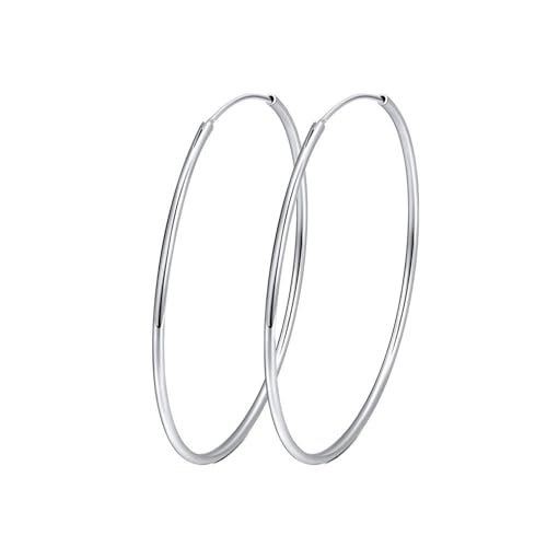 Epinki Sterling Silber 925 Partnerringe, 30mm Groß Hoop Creole Ring 925 Silber Damen, Eheringe Trauringe Sterlingsilber für Damen, Silber von Epinki