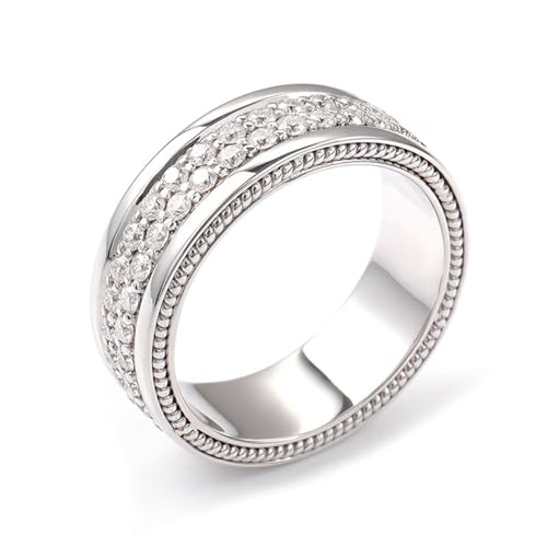 Epinki Sterling Silber S925 Ring, Klassiker Bohrer Stein Partnerringe mit Moissanit, Sterlingsilber Hochzeitsring Freundschaftsringe Herren Damen Echte Goldschmuck, Individuelle Größen von Epinki