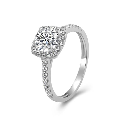 Epinki Sterlingsilber Ring, Klassiker Partnerringe mit Moissanit 1ct I-J Ovalschliff, Sterling 925 Silber Eheringe Freundschaftsringe Damen Echt Schmuck, Individuelle Größen von Epinki