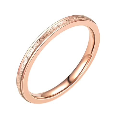 Epinki Trauringe Damen 2MM, Rose Gold Band Ringe Damenringe Matt Edelstahl Ringe Frau, Größe 70 (22.3) von Epinki