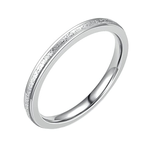 Epinki Trauringe Damen 2MM, Silber Pärchen Ringe Matt Edelstahl Ringe für Frauen, Gr.49 (15.6) von Epinki