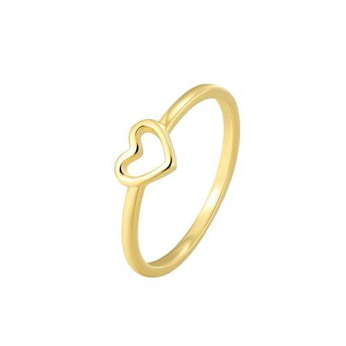 Epinki Trauringe Gold 14K 585, Hohl Herz Diamantring, Gelbgold Au585 Ring Echt, Gr.49 (15.6) von Epinki