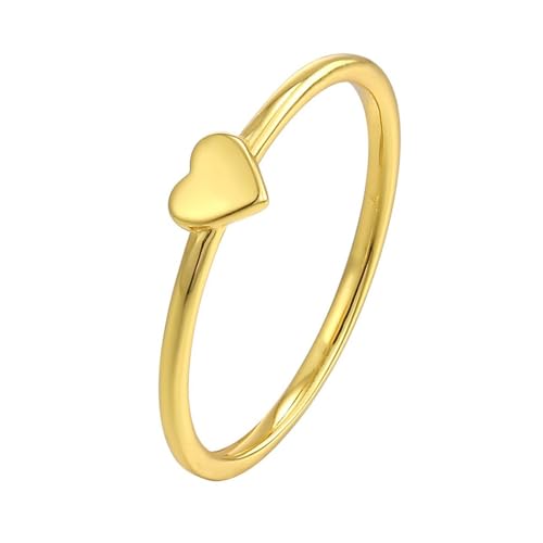 Epinki Trauringe Gold 750, Herz Freundschaftsringe, 18K Gelbgold Bandringe Echter Schmuck, Gr.48 (15.3) von Epinki