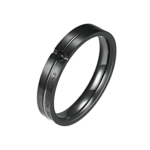 Epinki Trauringe Herren 5MM, Schwarz Band Ringe Pärchenringe Dünn Ring Edelstahl Ringe Männer, Größe 65 (20.7) von Epinki