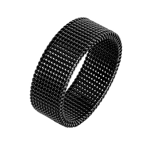 Epinki Trauringe Männer 8MM, Schwarz Herren Ringe Bandring Mesh Ring Edelstahl Ringe Mann, Gr.67 (21.3) von Epinki