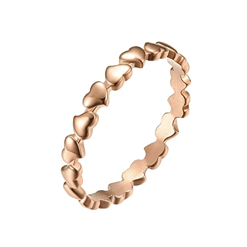 Epinki Verlobung Ring Damen 3MM, Rose Gold Damenring Herz Form Edelstahl Ringe für Frauen, Gr.65 (20.7) von Epinki