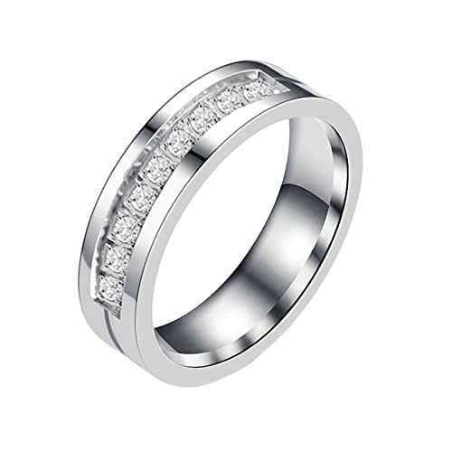 Epinki Verlobung Ring Damen 6MM, Silber Freundschaft Ringe Poliert mit Zirkonia Edelstahl Ringe für Frau, Gr.57 (18.1) von Epinki