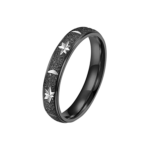 Epinki Verlobungsring Damen 4MM, Schwarz Damenring Pärchenring Matt Stern Mood Edelstahl Ringe Frauen, Gr.49 (15.6) von Epinki