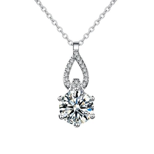 Epinki Weiß Gold 14K 585 Halskette Damen Hochzeit Echtgold Schmuck, Hohl Wassertropfen 6 Steg-Krappenfassung Frau Ketten mit Labor Erstellt Diamant, Au585 Gold Damenkette, Silber, 45+5cm Epinki Weiß Gold 14K 585 Halskette Damen Hochzeit Echtgold Schmuck, Hohl Wassertropfen 6 Steg-Krappenfassung Frau Ketten mit Labor Erstellt Diamant, Au585 Gold Damenkette, Silber, 45+5cm von Epinki