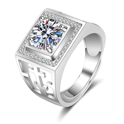 Epinki Weiß Gold 14K Eheringe, Breite Ring Hochzeitsband mit Labor Erstellt Diamant, Au585 Gold Freundschaftsringe Echt, Silber, 70 (22.3) von Epinki