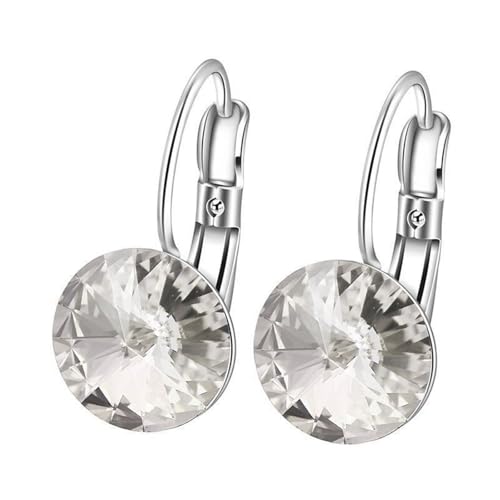 Epinki Weiß Gold 18 Karat Frauen Ohrringe, Klassiker Creolen mit Moissanit, Au750 Gold Schmuck Damen Ohrringe Echt Goldschmuck, Silber von Epinki