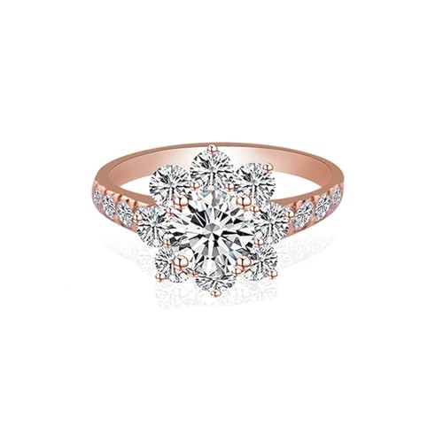 Epinki Weiß Gold 750 Ring, Blumen Freundschaftsringe mit Moissanit, Trauringe 18K Partnerringe Damen Echtschmuck, Individuelle Größen von Epinki