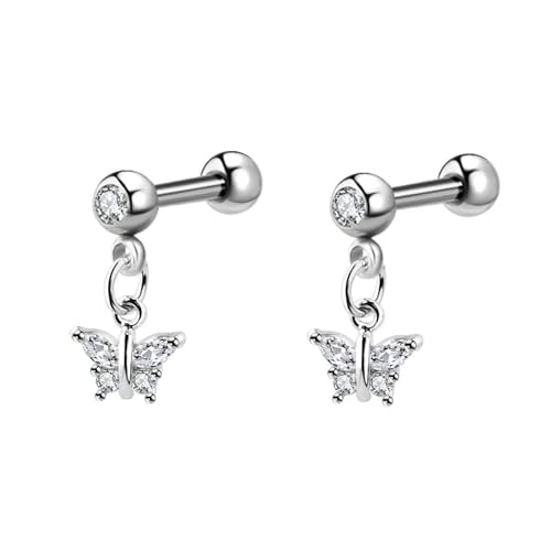 Epinki Weißgold Au750 18 Karat Ohrringe Vintage, Schmetterling Ohrhänger mit Moissanit, 18K Gold Ohrstecker Damen Moissanit Echt Schmuck, Silber von Epinki