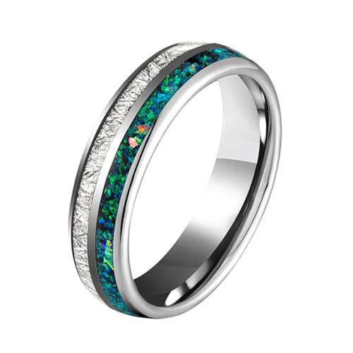 Epinki Wolfram Ring 6MM, Kohlefaser Ringe Pärchen Trauringe, Silber Trauringe Breit Ring, Gr.57 (18.1) von Epinki