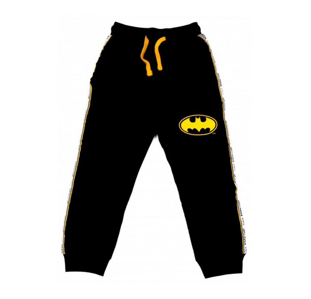 EplusM Jogginghose Freizeithose für Kinder mit gelben Batman-Logo und Schriftzug an den von EplusM