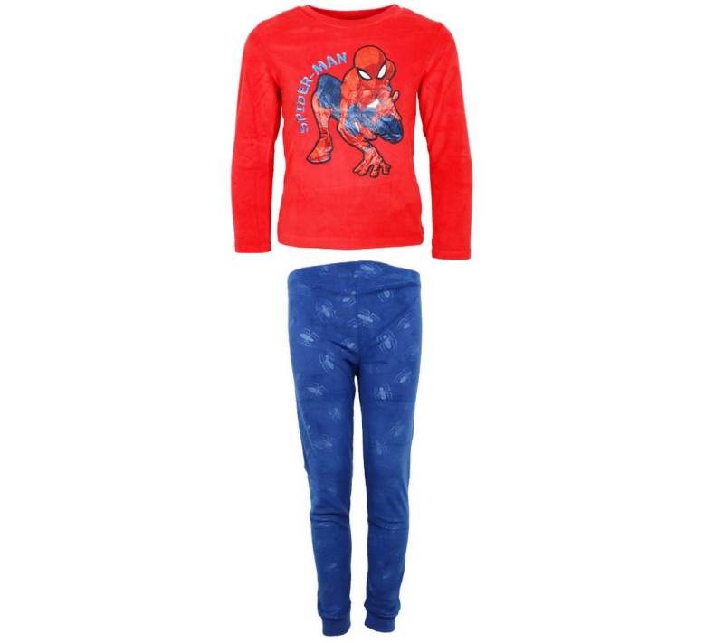 EplusM Schlafanzug Marvel Spiderman Kinder Velour Pyjama Shirt Hose Gr. 92 bis 128 von EplusM