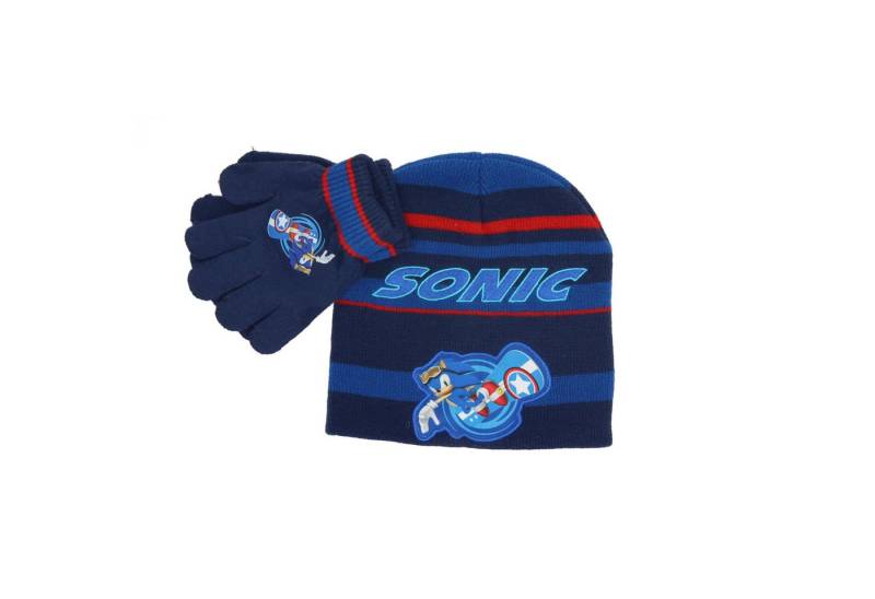 EplusM Schlupfmütze Sonic the Hedgehog Kinder 2tlg Set Wintermütze plus Handschuhe (2-St) Gr. 53/55 von EplusM
