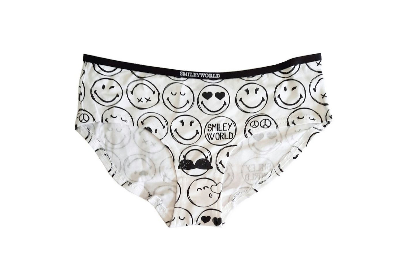 EplusM Slip Smiley Emoji Damen Slip Gr. S bis L, in Schwarz oder Weiß von EplusM