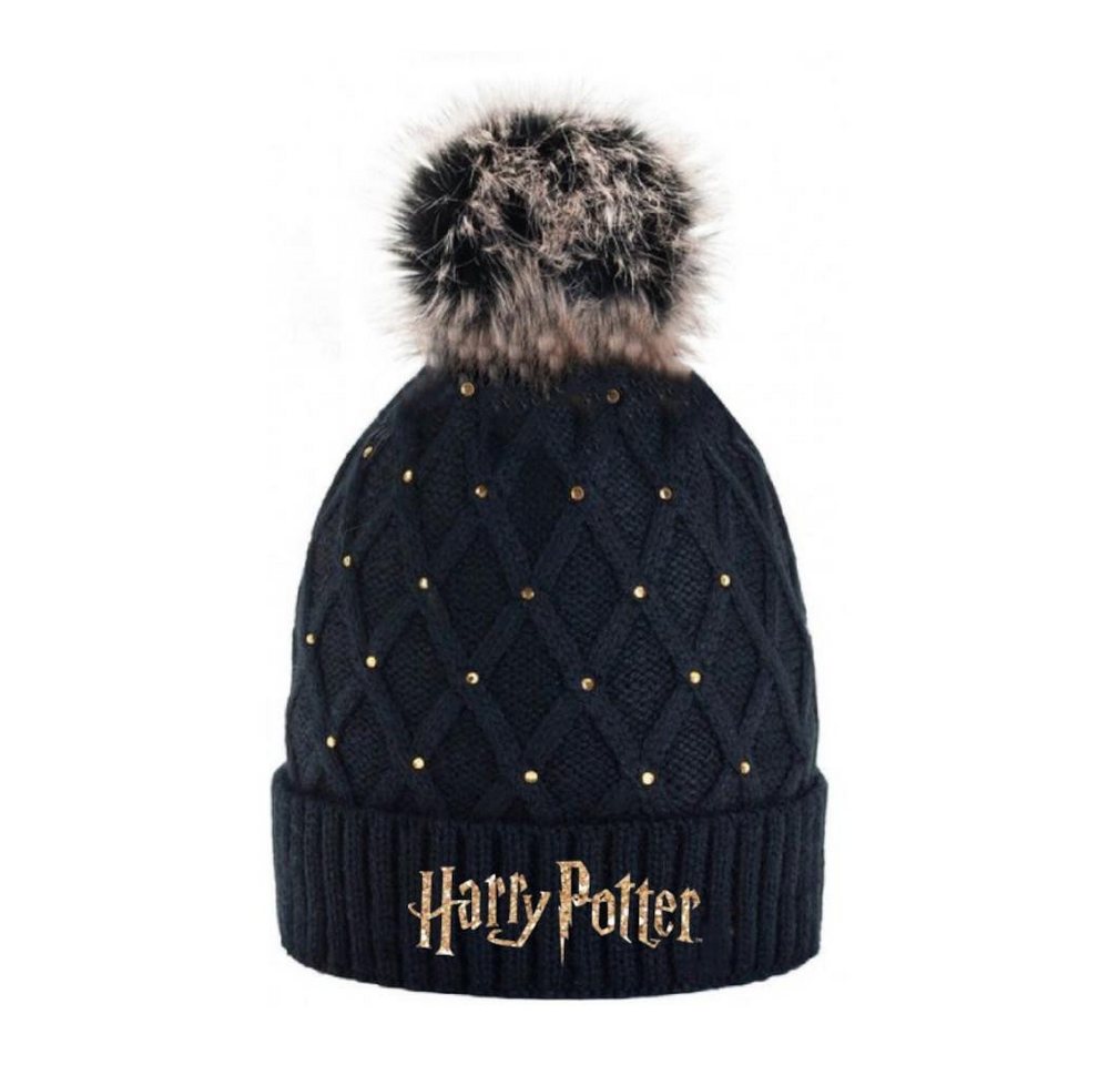 EplusM Strickmütze Harry Potter Wintermütze für Mädchen - Schwarz, Goldener Schriftzug von EplusM