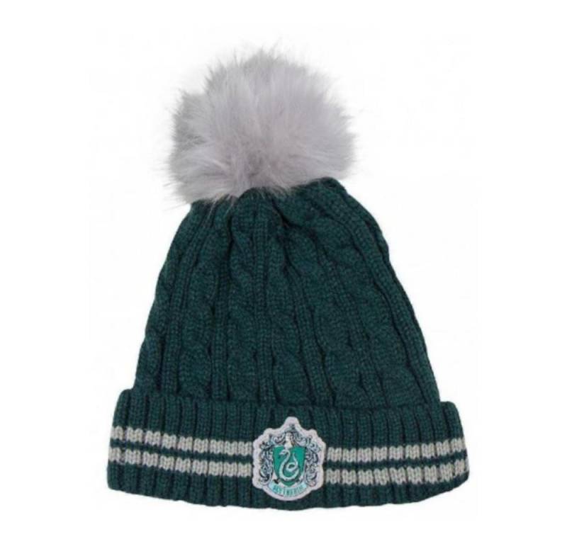 EplusM Strickmütze Mädchen Wintermütze mit Motiv Harry Potter "Slytherin", mit Bommel von EplusM
