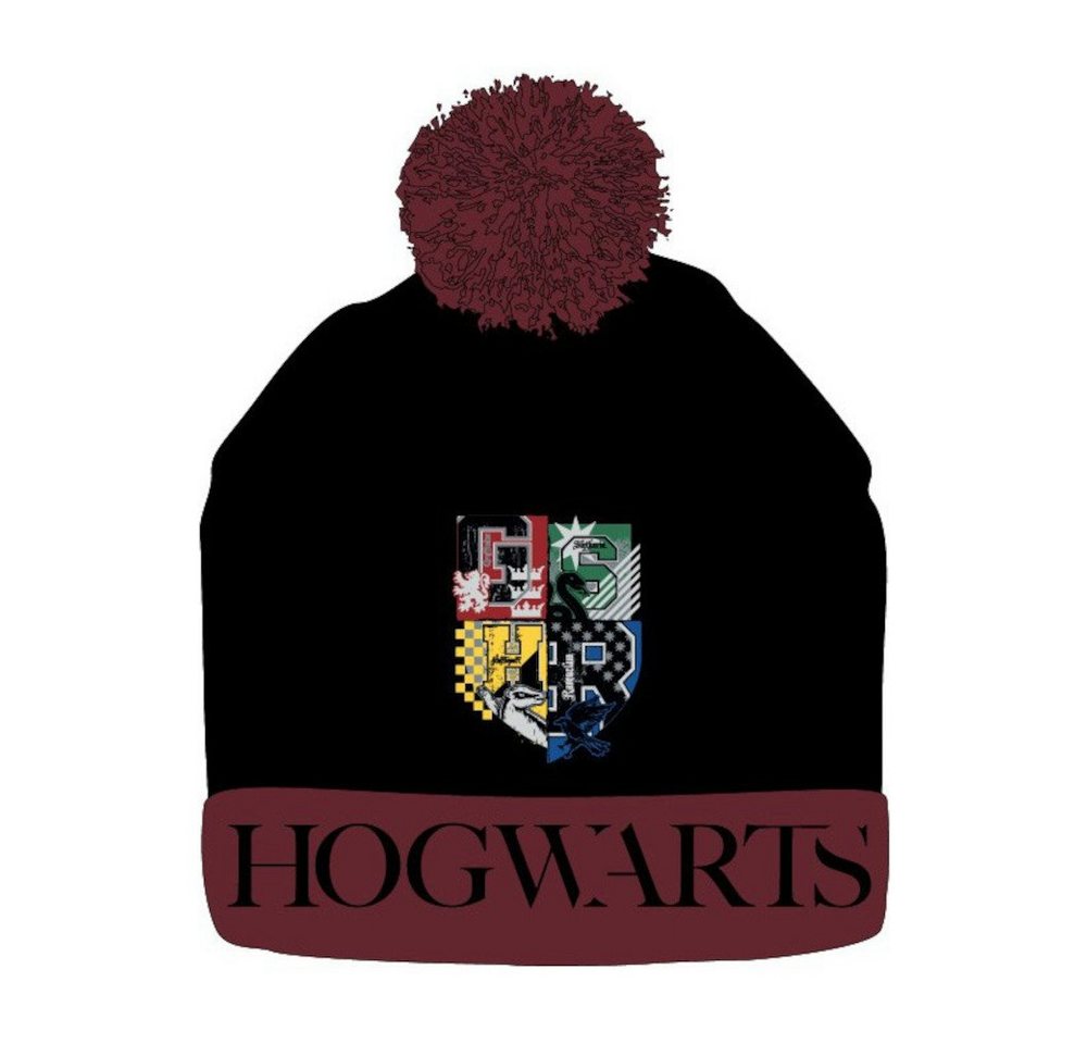 EplusM Strickmütze Wintermütze mit Motiv aus Harry Potter "Hogwarts", mit Bommel von EplusM